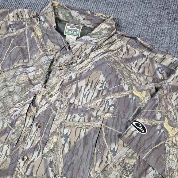 Drake Waterfowl Shirt Mens 3XL Mossy Oak Shadow Branch Camo Short Sleeve Vented - Picture 1 of 10